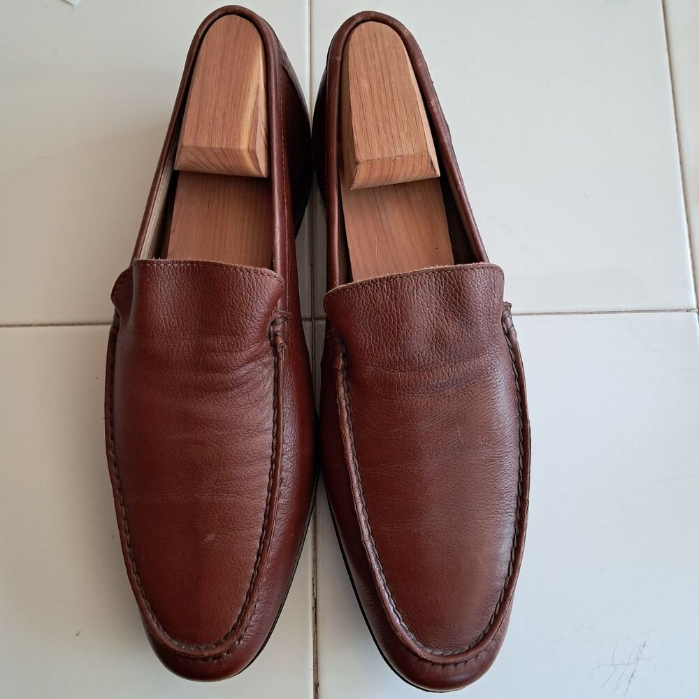 Coach Lawson Mens Brown Leather Loafers Size 9.5 D Made In Italy w/ Shoe Trees - Picture 1 of 8
